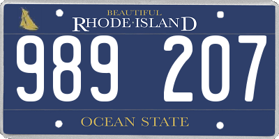 RI license plate 989207