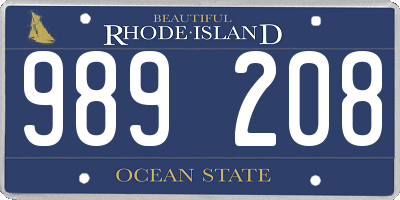 RI license plate 989208