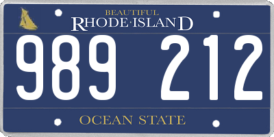 RI license plate 989212