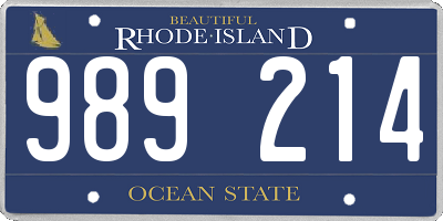 RI license plate 989214