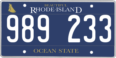 RI license plate 989233