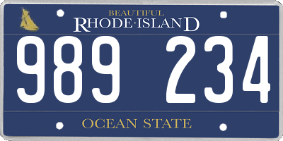 RI license plate 989234