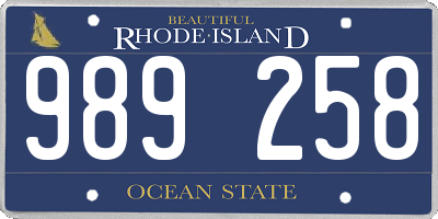 RI license plate 989258