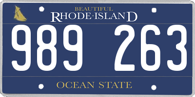 RI license plate 989263