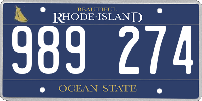 RI license plate 989274