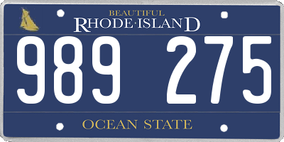 RI license plate 989275