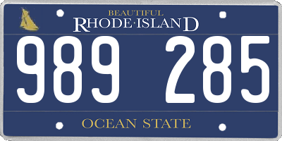 RI license plate 989285