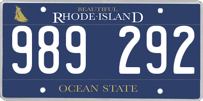 RI license plate 989292