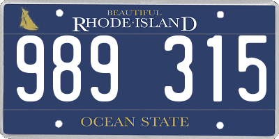 RI license plate 989315