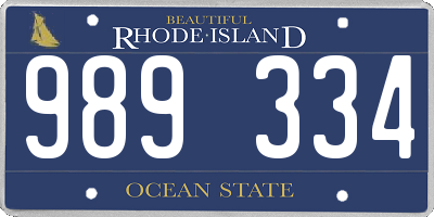 RI license plate 989334