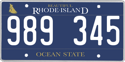 RI license plate 989345