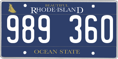 RI license plate 989360