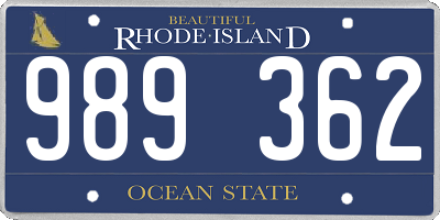 RI license plate 989362