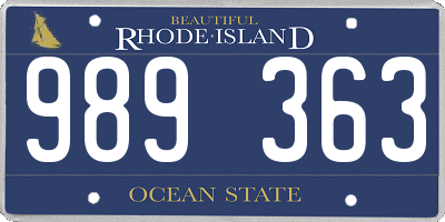 RI license plate 989363