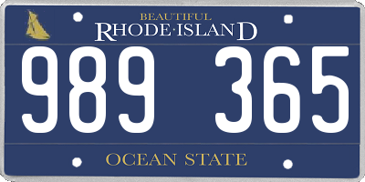 RI license plate 989365