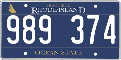 RI license plate 989374