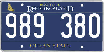 RI license plate 989380