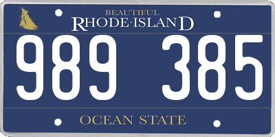 RI license plate 989385