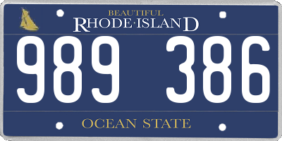 RI license plate 989386