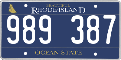 RI license plate 989387