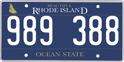 RI license plate 989388