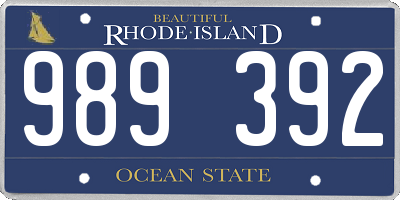 RI license plate 989392