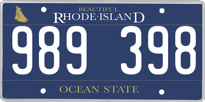 RI license plate 989398