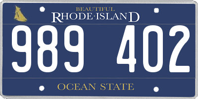 RI license plate 989402