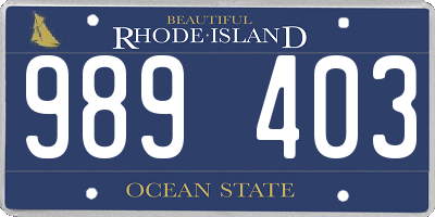 RI license plate 989403