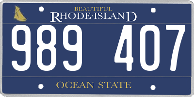 RI license plate 989407