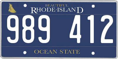 RI license plate 989412