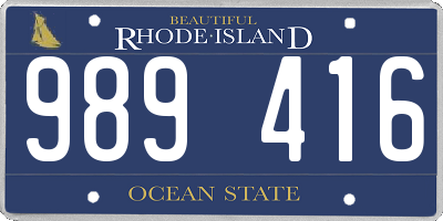 RI license plate 989416