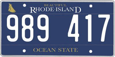 RI license plate 989417