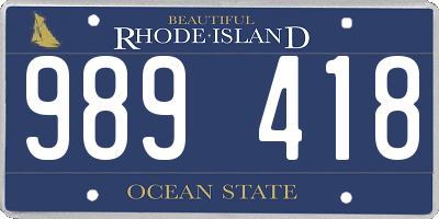 RI license plate 989418