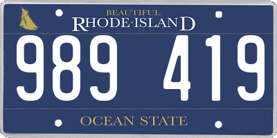 RI license plate 989419