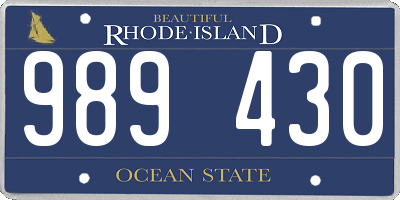 RI license plate 989430