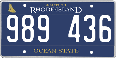 RI license plate 989436