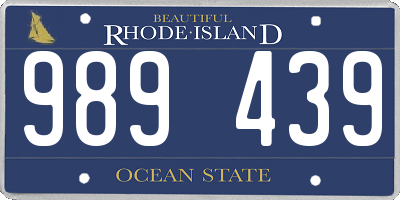 RI license plate 989439