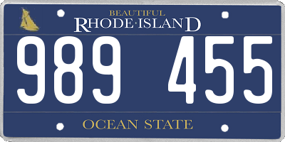 RI license plate 989455