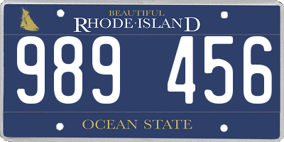 RI license plate 989456
