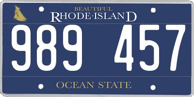 RI license plate 989457