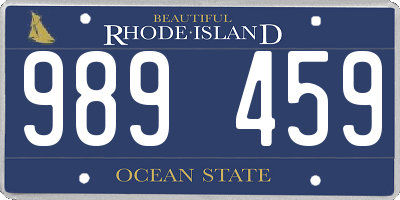 RI license plate 989459