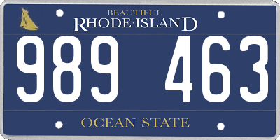 RI license plate 989463