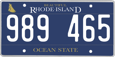 RI license plate 989465