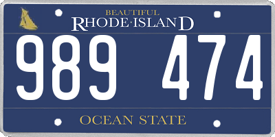 RI license plate 989474