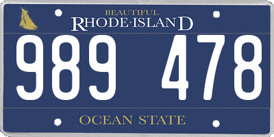 RI license plate 989478