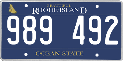 RI license plate 989492