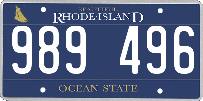 RI license plate 989496