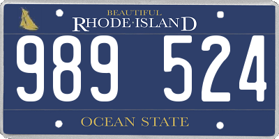 RI license plate 989524