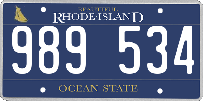 RI license plate 989534